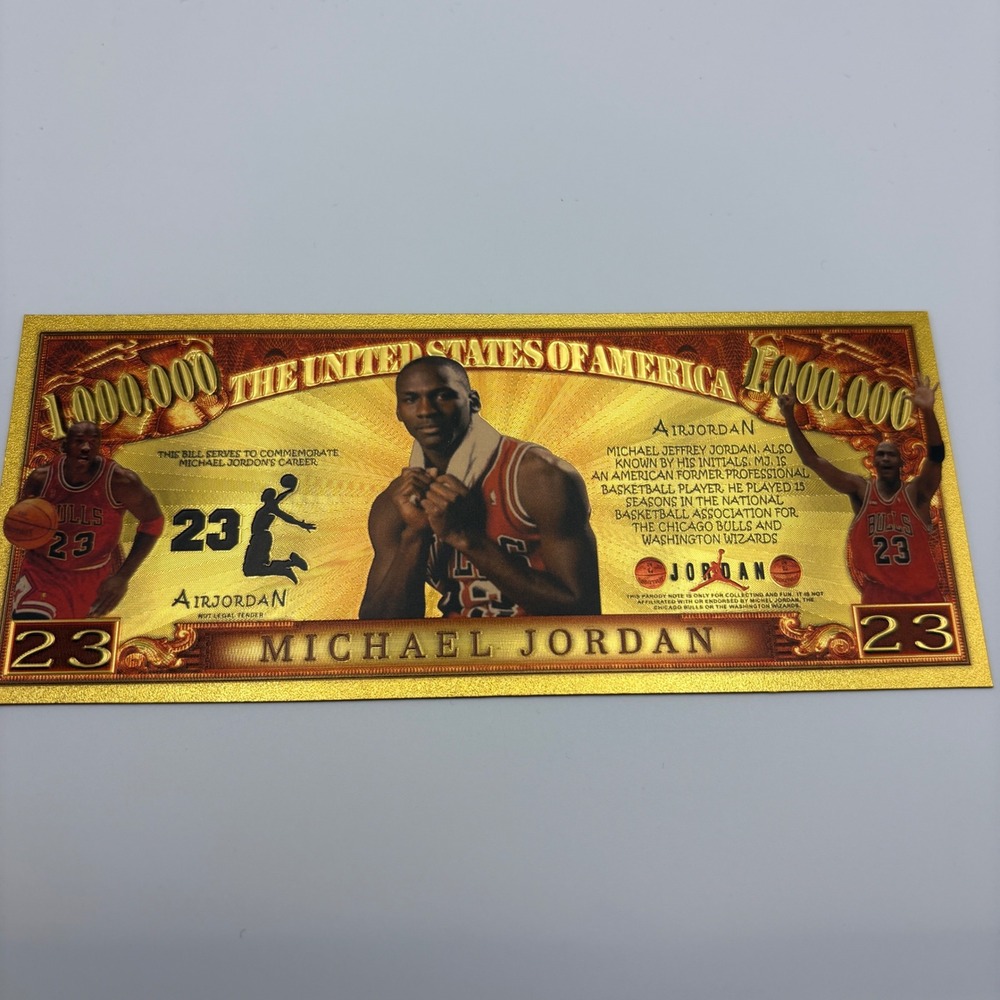 Michael Jordan 24K Gold Foil 1 Million Dollar Bill Commemorative Novelty Note